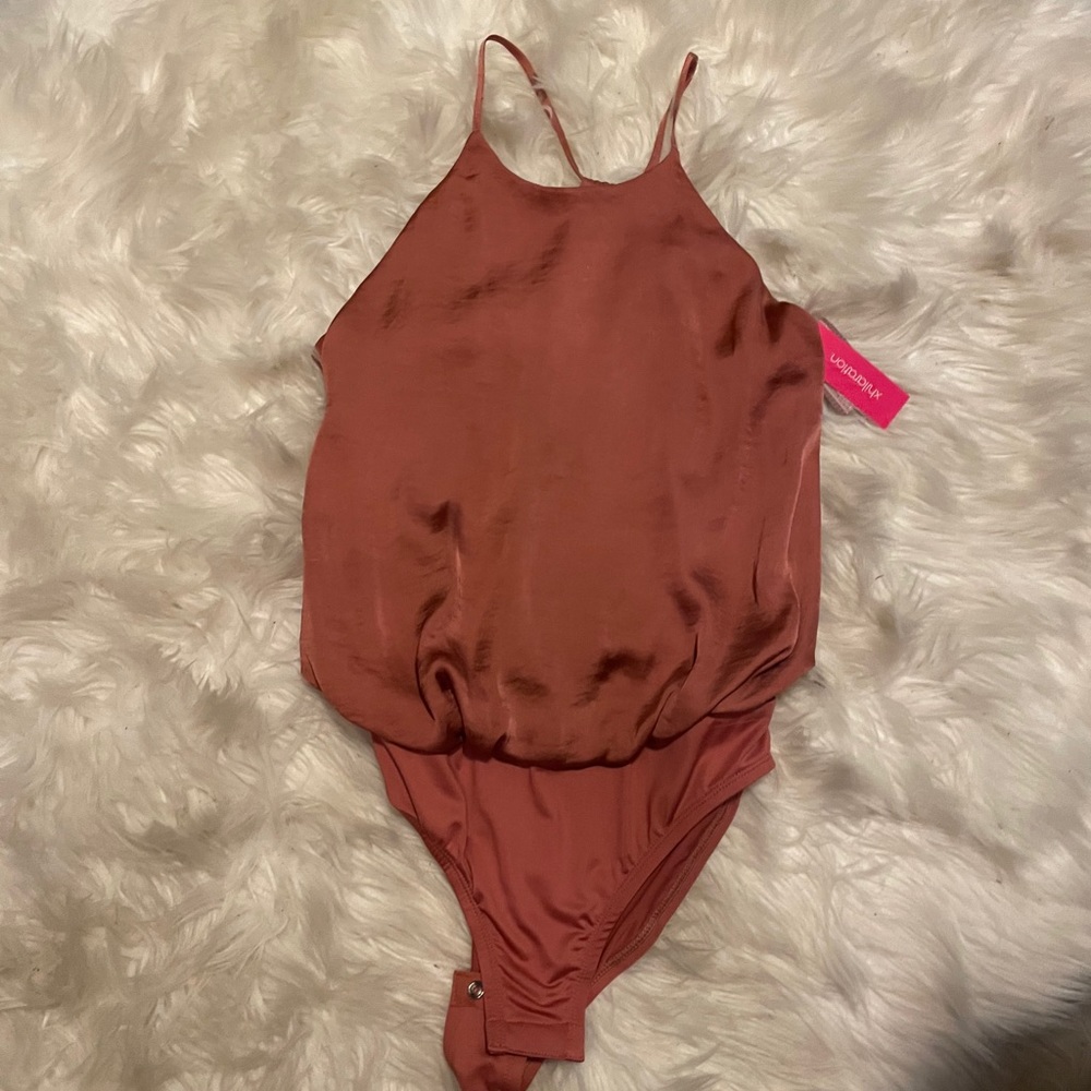 Satin like body suit, new, small